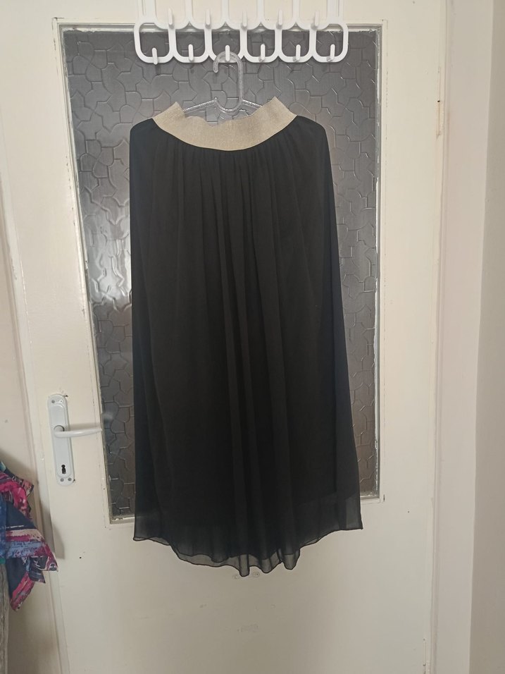 Drapeli Siyah Uzun Gotik Etek - Görsel 3