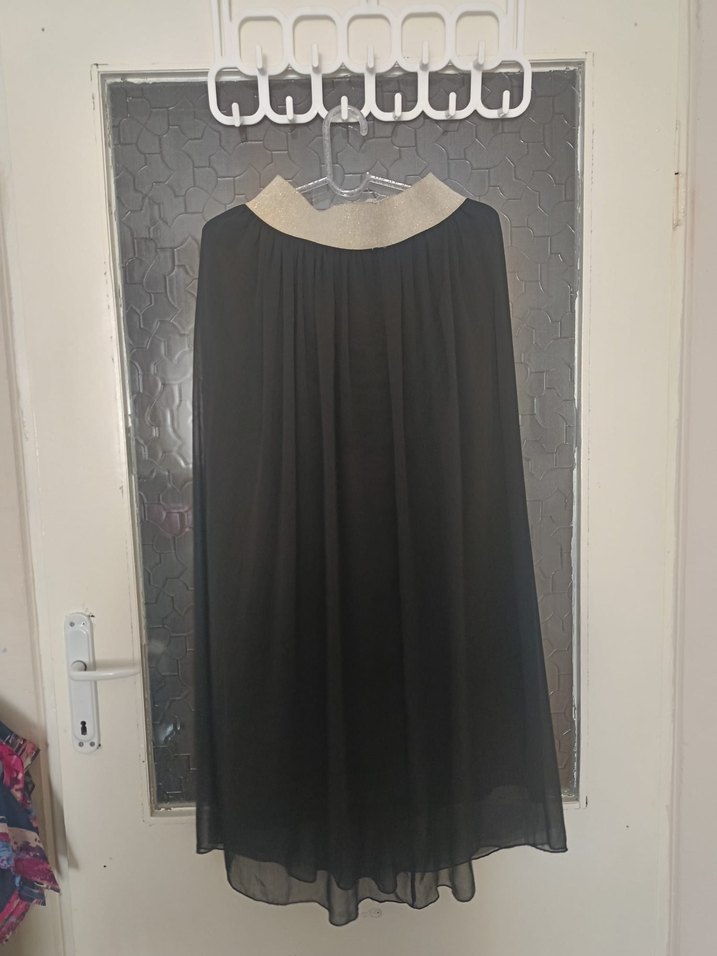 Drapeli Siyah Uzun Gotik Etek - Görsel 2