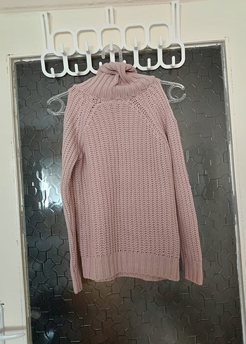 Pembe Boğazlı Triko Kadın Kazak - Görsel 2