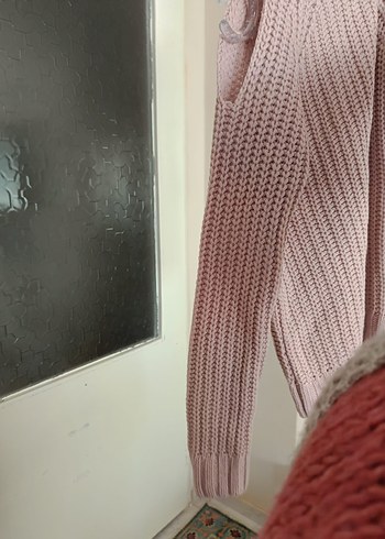 Pembe Boğazlı Triko Kadın Kazak - Görsel 4