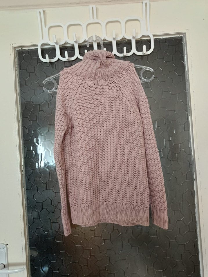 Pembe Boğazlı Triko Kadın Kazak - Görsel 2