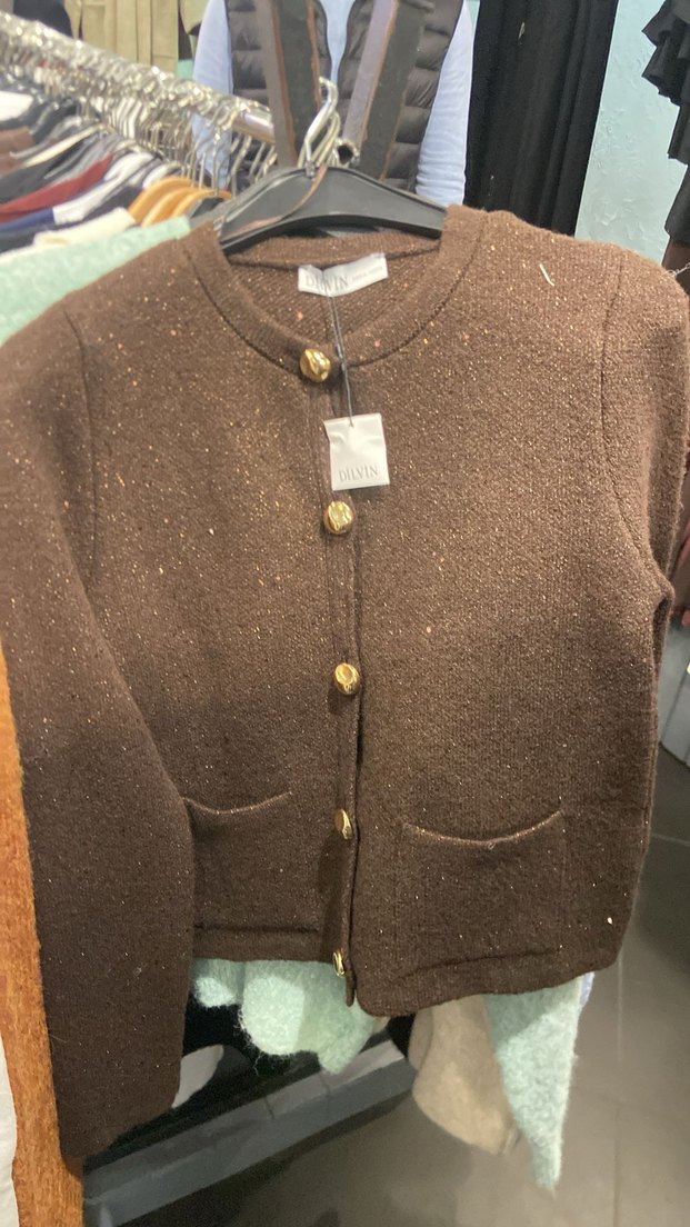 Düğmeli Kahverengi Kadın Hırka - Görsel 5