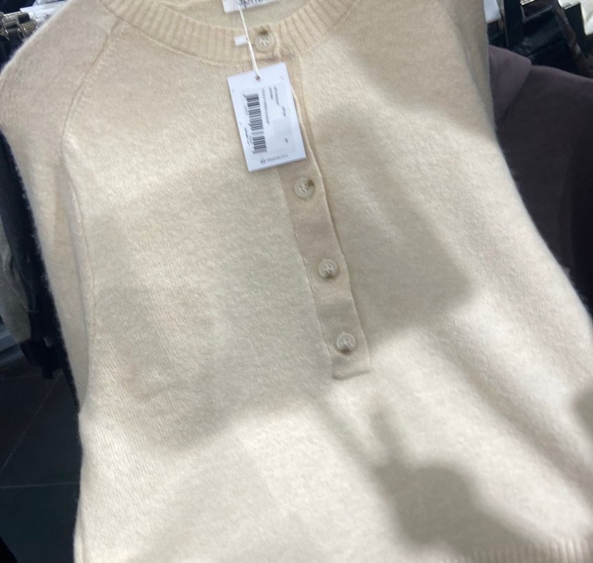 Bej Yün Düğmeli Yüksek Yaka Kadın Kazak - Görsel 2