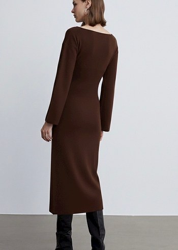 Kadın Kahverengi Uzun Elbise - Görsel 2