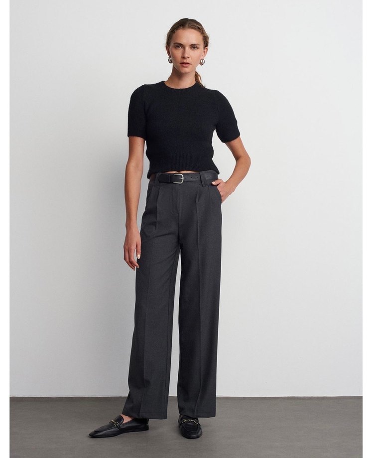 Siyah Kısa Kollu Fitilli Kadın Kazak - Görsel 3