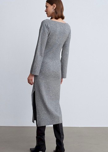 Gri Triko Uzun Elbise - Görsel 2