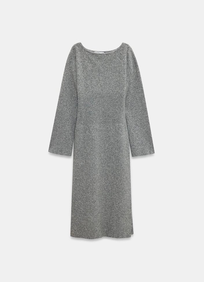 Gri Triko Uzun Elbise - Görsel 3
