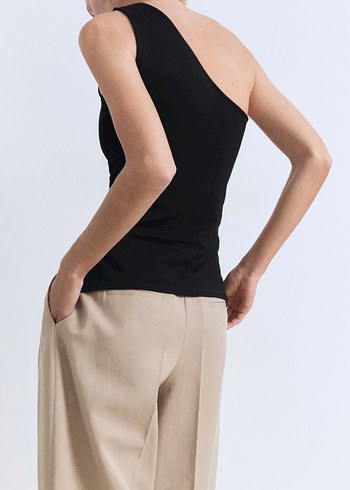 MANGO Siyah Asimetrik Drapeli Bluz - Görsel 5