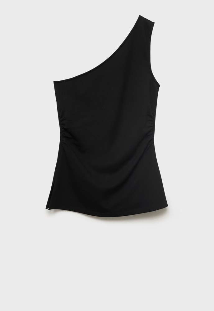 MANGO Siyah Asimetrik Drapeli Bluz - Görsel 2