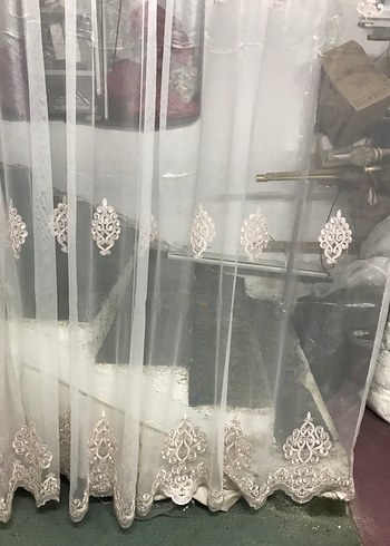 Nakışlı Beyaz Tül Perde 270x264 - Görsel 2