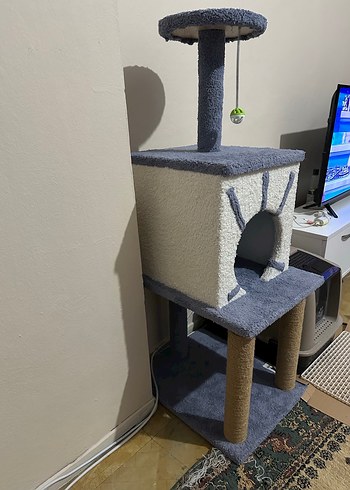 Gri Çok Katmanlı Kedi Tırmalama ve Oyun Evi - Görsel 6