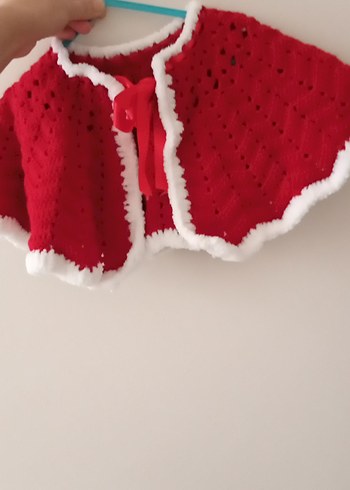 Kız Çocuk Kırmızı Örgü Panço - Görsel 5