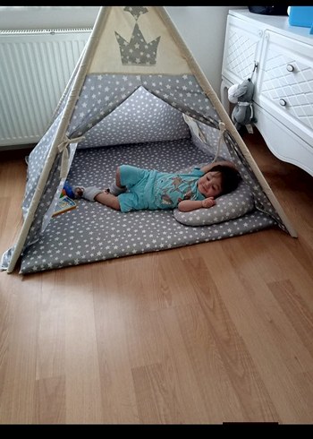 Gri Yıldız Desenli Çocuk Çadırı - Görsel 3