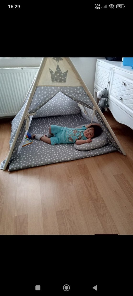 Gri Yıldız Desenli Çocuk Çadırı - Görsel 3