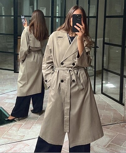ZARA KEMERLİ UZUN TRENÇKOT