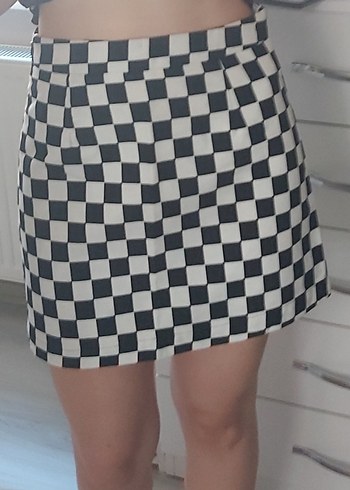 Dama Desenli Mini Etek