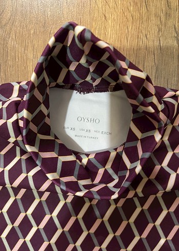 Oysho Oysho Bordo Desenli Balıkçı Yaka Kadın Bluz