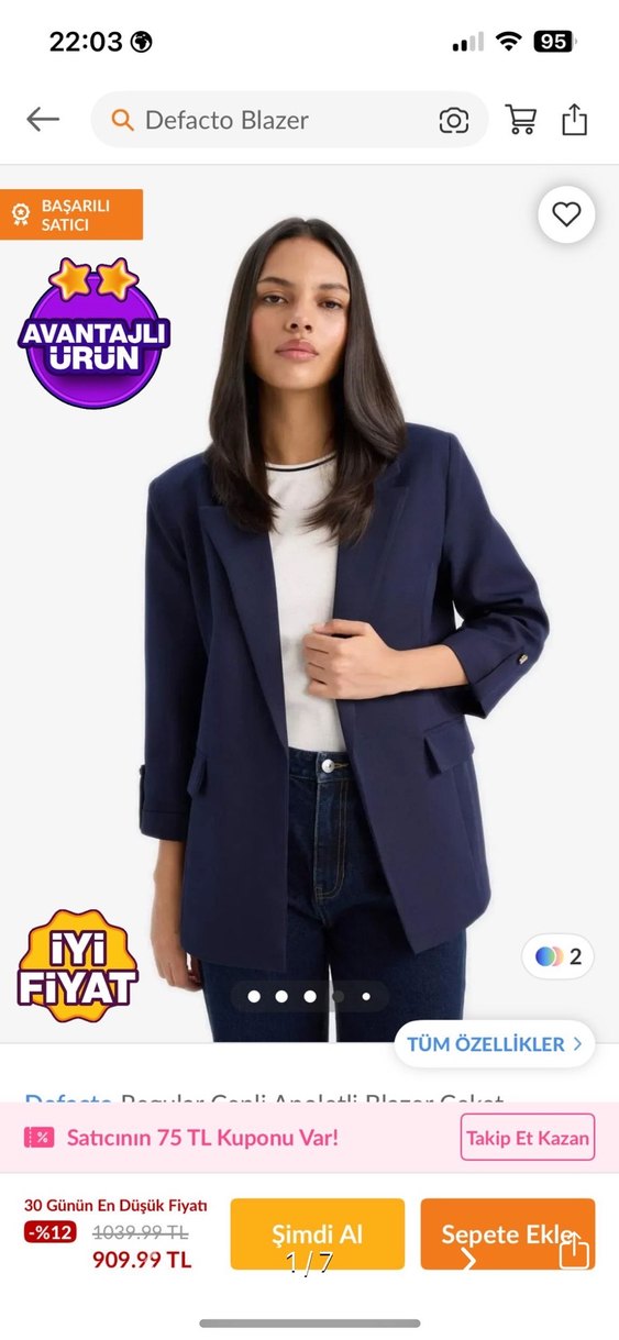 Lacivert Kadın Blazer Ceket - Görsel 5