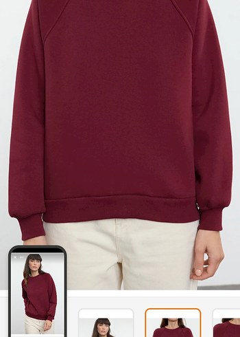 m Beden Bordo Rahat Kesim Kadın Sweatshirt