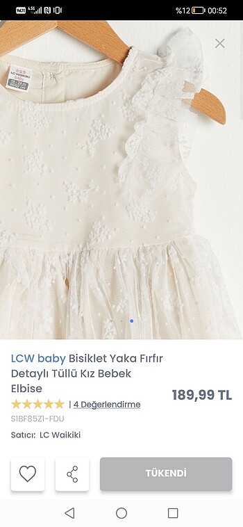 6-9 Ay Beden Lcw bebek elbisesi