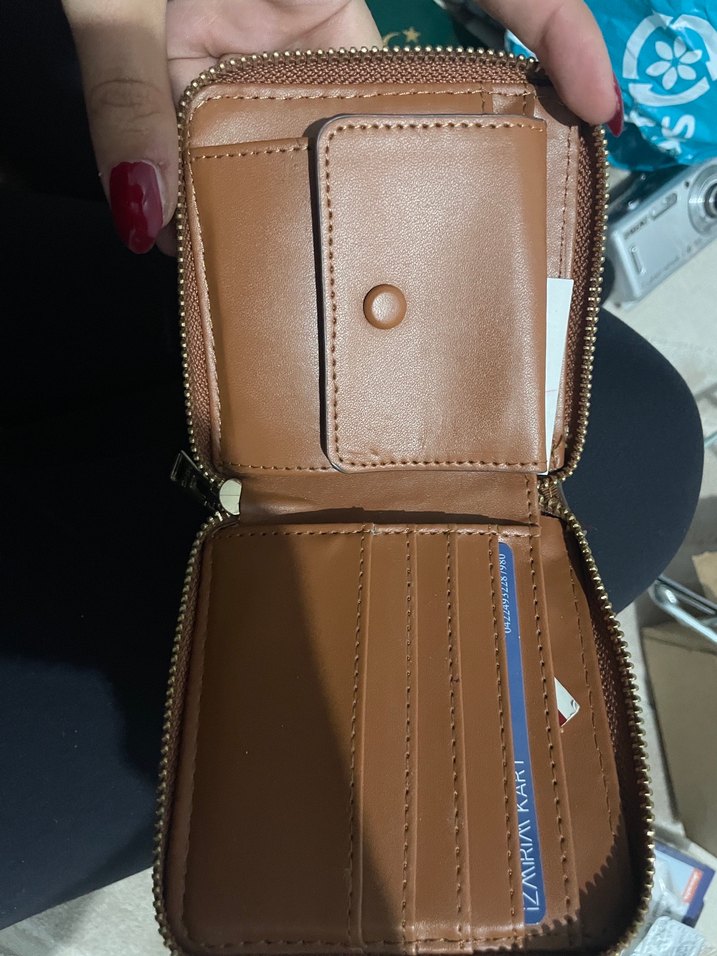 Kahverengi Deri Fermuarlı Kadın Cüzdanı - Görsel 2