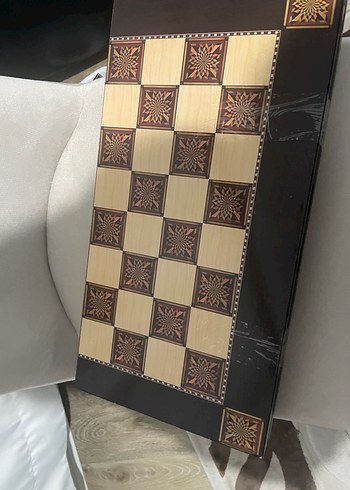 Kahverengi Ahşap Satranç ve Tavla Seti - Görsel 2