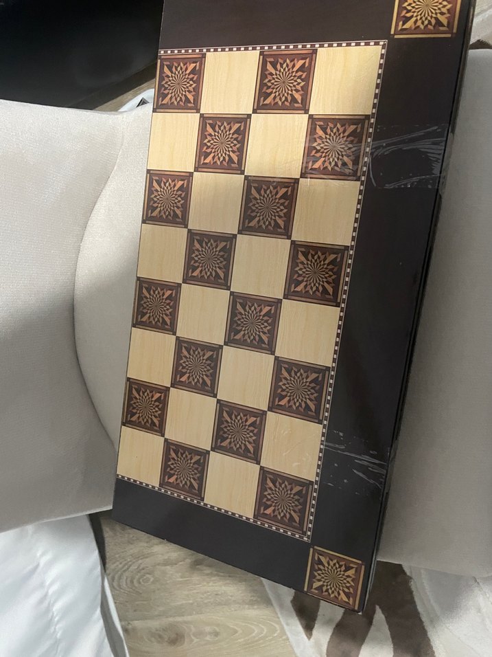 Kahverengi Ahşap Satranç ve Tavla Seti - Görsel 2