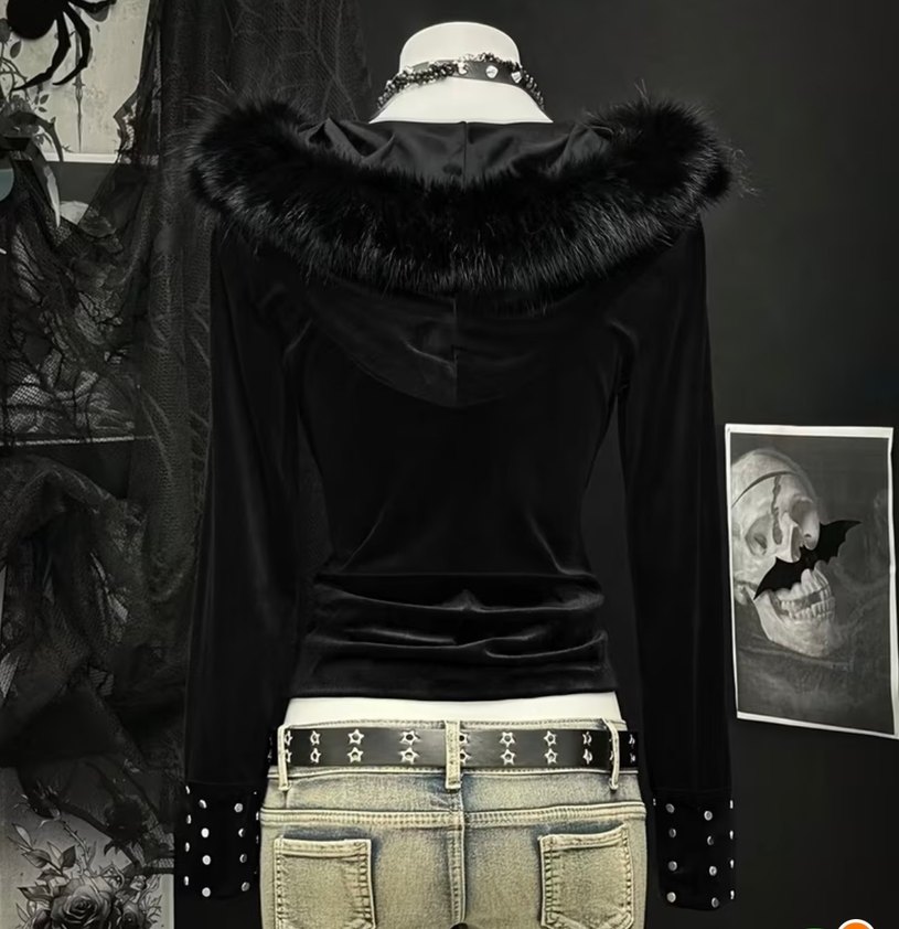 Siyah kadife hırka - Görsel 2