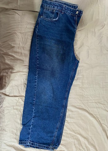 Kadın Mavi Bol Kesim  Kot Pantolon - Görsel 3