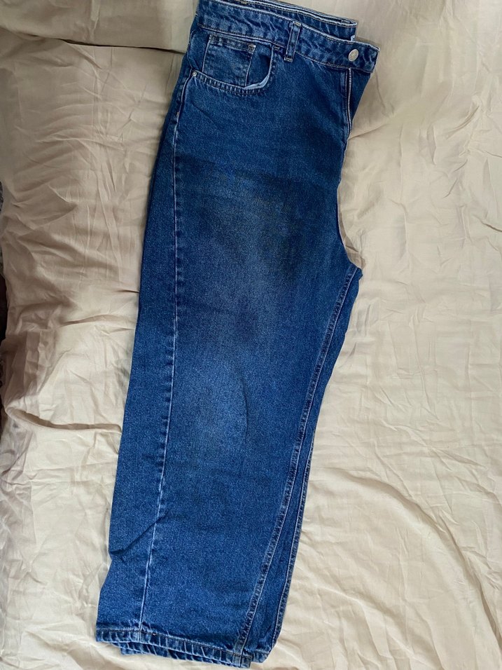 Kadın Mavi Bol Kesim  Kot Pantolon - Görsel 3