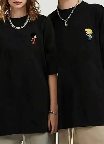 Cedric ve Chen baskılı oversize çift tshirtleri