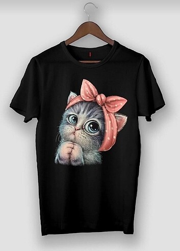 Sevimli kedi baskılı tshirt