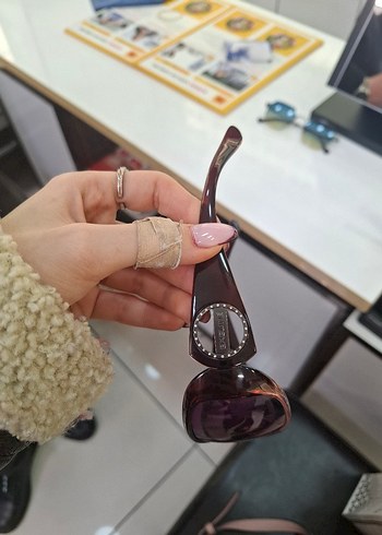 Kahverengi Parlak Kürklü Kadın Güneş Gözlüğü - Görsel 3