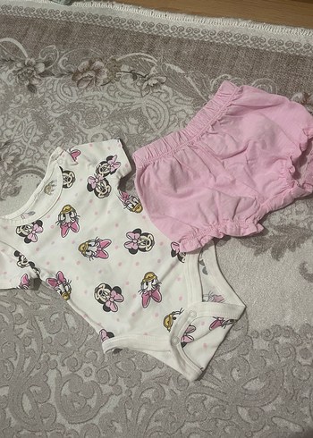 Pembe Kısa Kollu Bebek Kız Takımı - Görsel 2