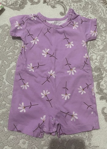 Mor Çiçek Desenli Bebek Kız Tulum - Görsel 2