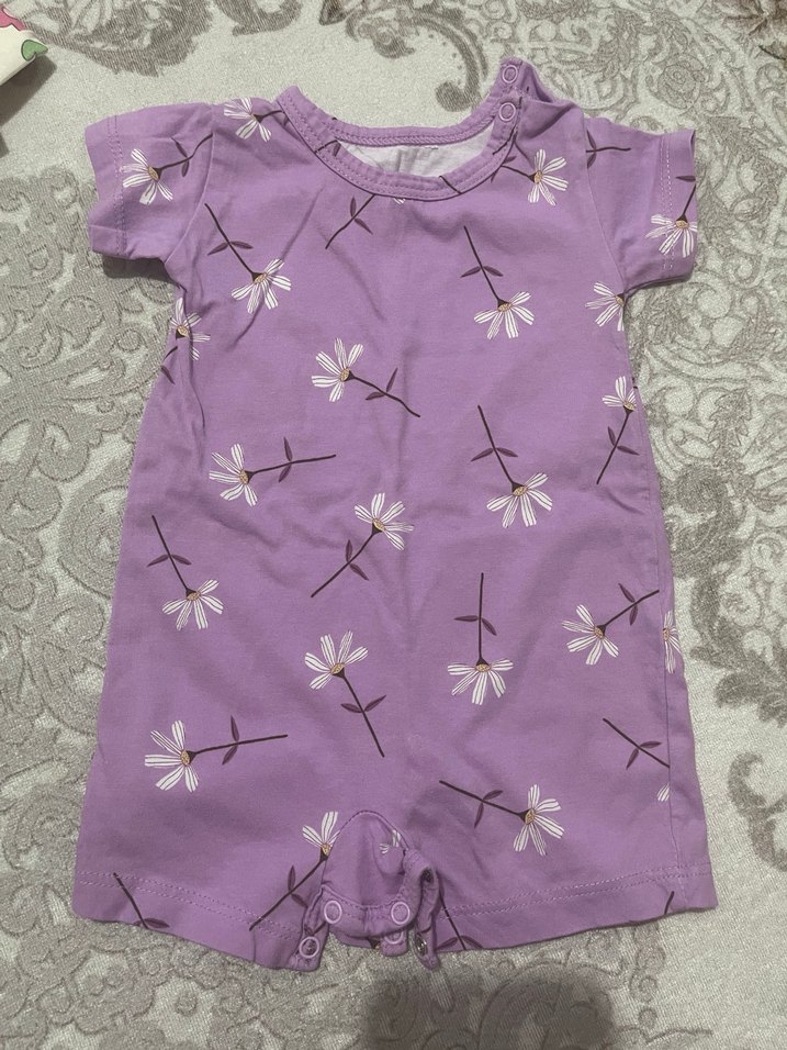 Mor Çiçek Desenli Bebek Kız Tulum - Görsel 2
