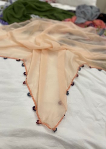 Püsküllü Bej Bohem Kadın Şal - Görsel 2