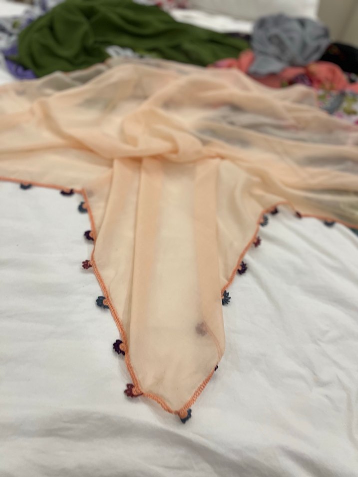 Püsküllü Bej Bohem Kadın Şal - Görsel 2