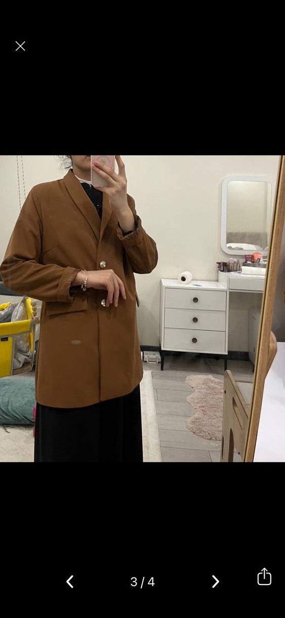 Kahverengi  Kadın Blazer ceket - Görsel 3
