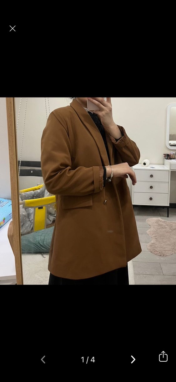 Kahverengi  Kadın Blazer ceket - Görsel 4