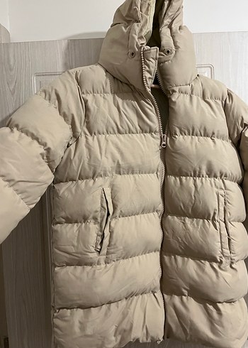 Bej Fermuarlı Kadın Kışlık Mont - Görsel 5