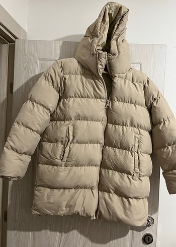 Bej Fermuarlı Kadın Kışlık Mont - Görsel 2