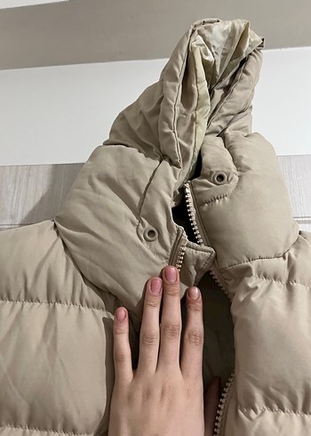 Bej Fermuarlı Kadın Kışlık Mont - Görsel 3