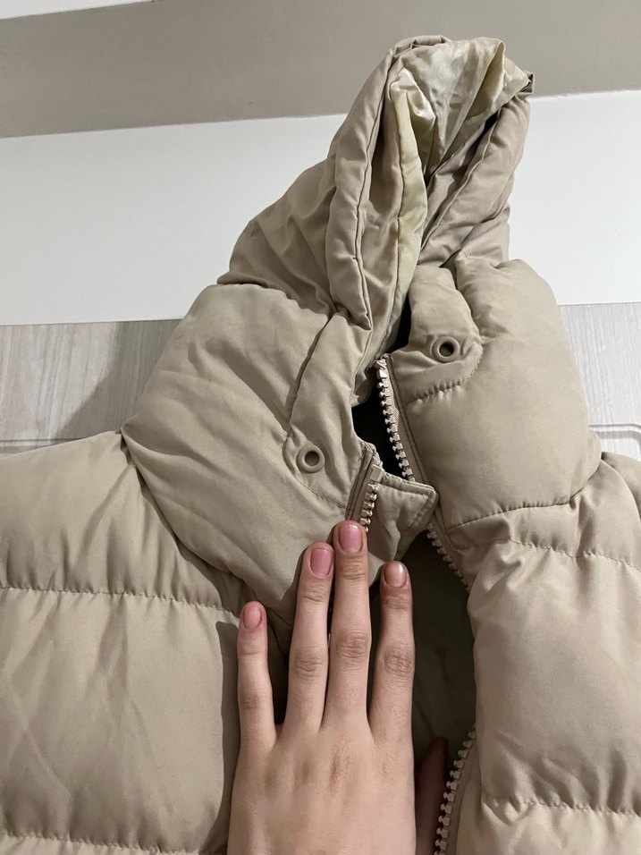 Bej Fermuarlı Kadın Kışlık Mont - Görsel 3