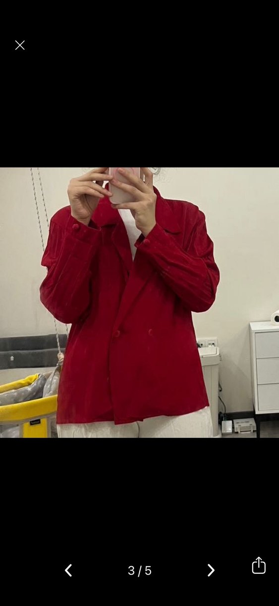Düğmeli Kırmızı Kadın Midi Ceket - Görsel 3