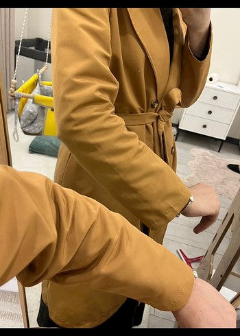 Düğmeli Bej Trençkot - Görsel 3