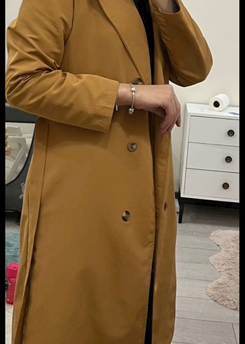 Düğmeli Bej Trençkot - Görsel 2
