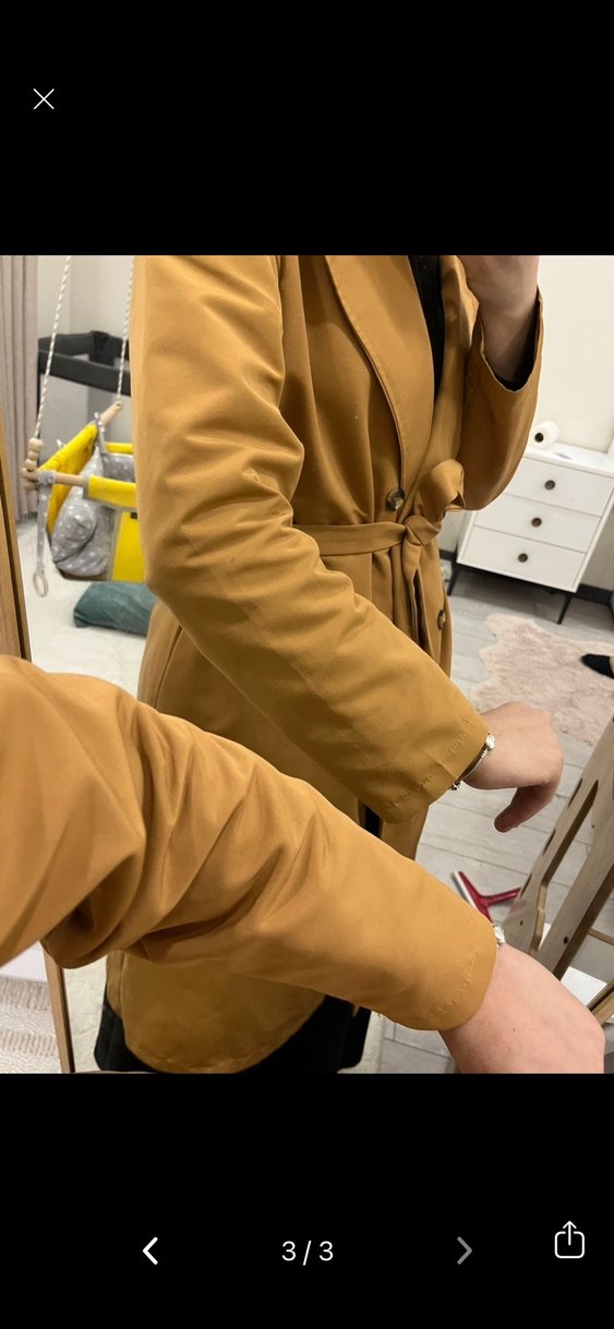 Düğmeli Bej Trençkot - Görsel 3