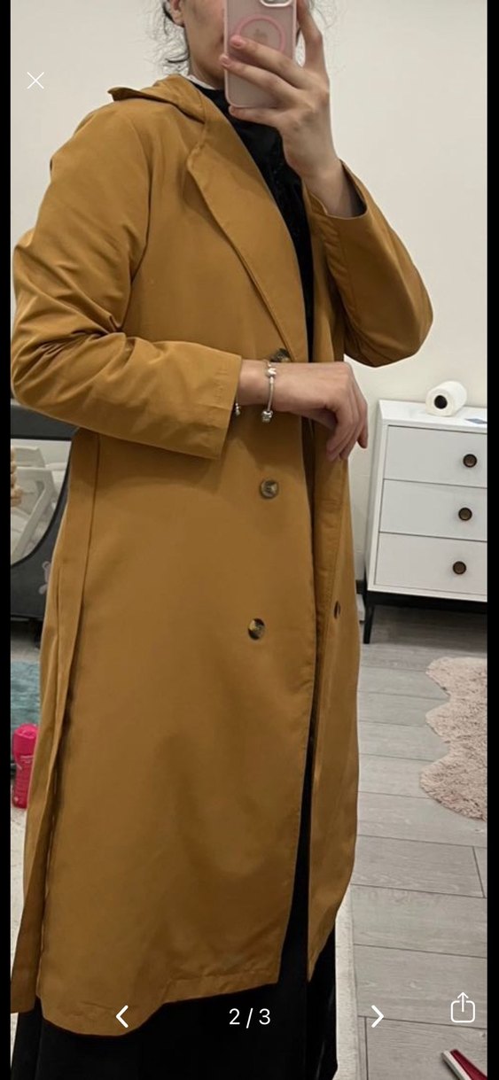 Düğmeli Bej Trençkot - Görsel 2