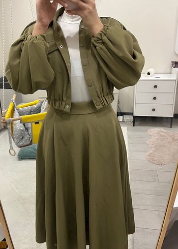 Kadın Haki Uzun Bol Kesim takım - Görsel 2